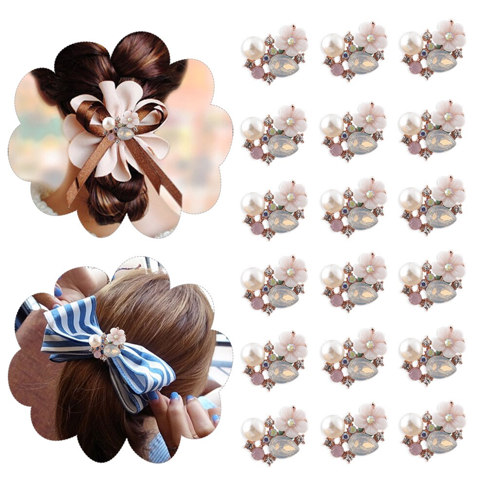 Flatback Rhinestone Flower Buttons, Set of 10