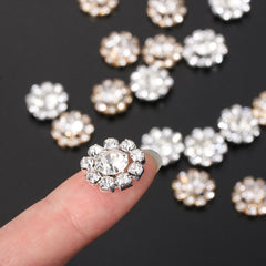 Rhinestone Snowflake Buttons, Set of 10