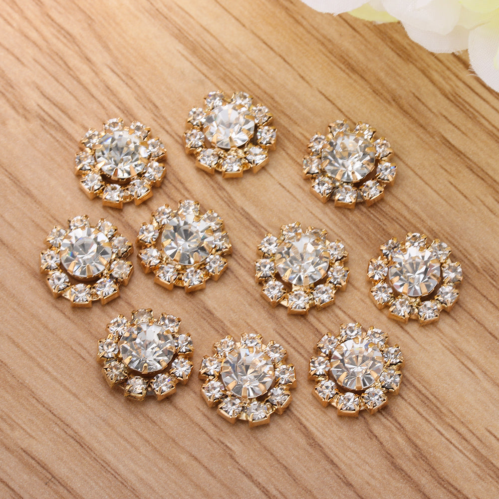 Rhinestone Snowflake Buttons, Set of 10