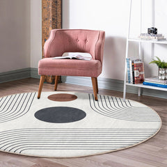 Abstract Round Rug, Minimalist Non-Slip Circle Area Rug
