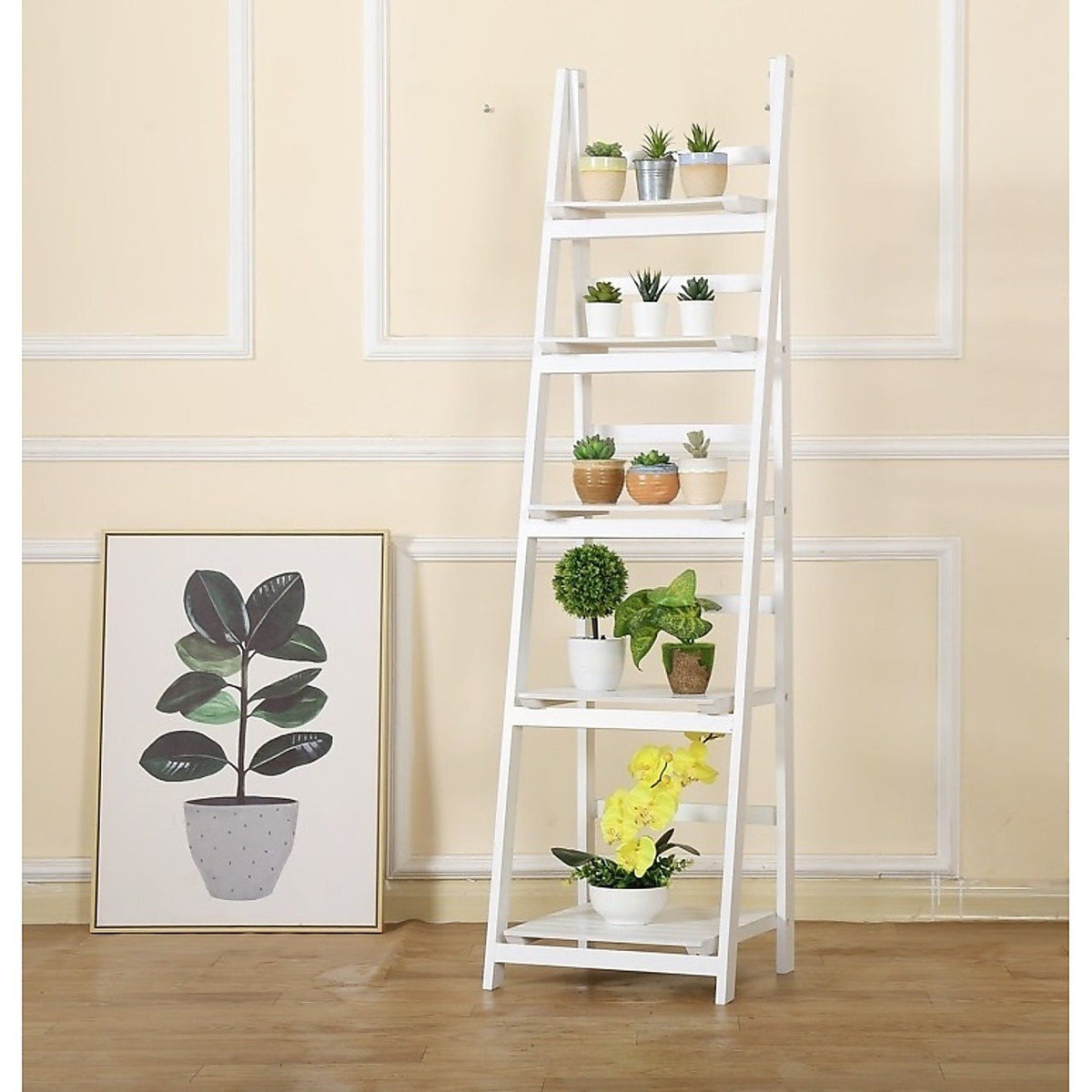 White Ladder Shelf, 5 Tier
