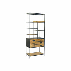 Fir & Black Metal 6-Tier Shelving Unit