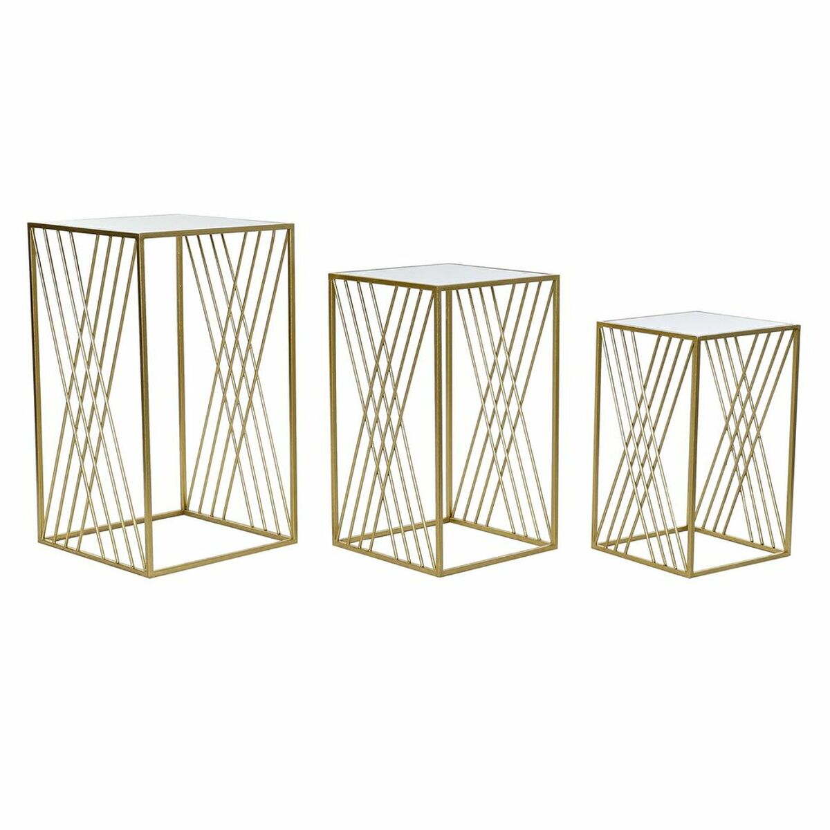 Golden Nesting Tables, Set of 3, 40 × 40 × 70 cm