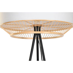 Black Metal & Bamboo Floor Lamp