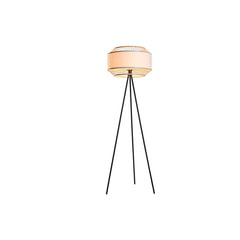 Black Metal & Bamboo Floor Lamp