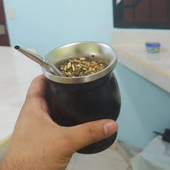 Argentine Yerba Mate Cup, Double-Wall Stainless Steel, 8 oz