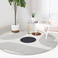 Abstract Round Rug, Minimalist Non-Slip Circle Area Rug