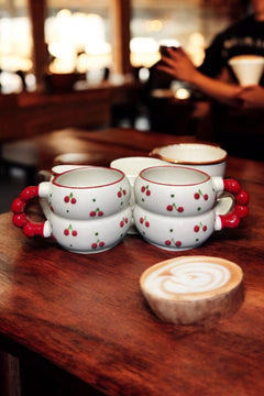 Ceramic Cherry Mugs, Set of 2