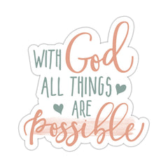 ZURRAM with God All Things are Possible Christian Faith Sticker Vinyl Waterproof Sticker About Jesus Prayer Religious Stickers Decals for Laptop Water Bottle Bible Journal