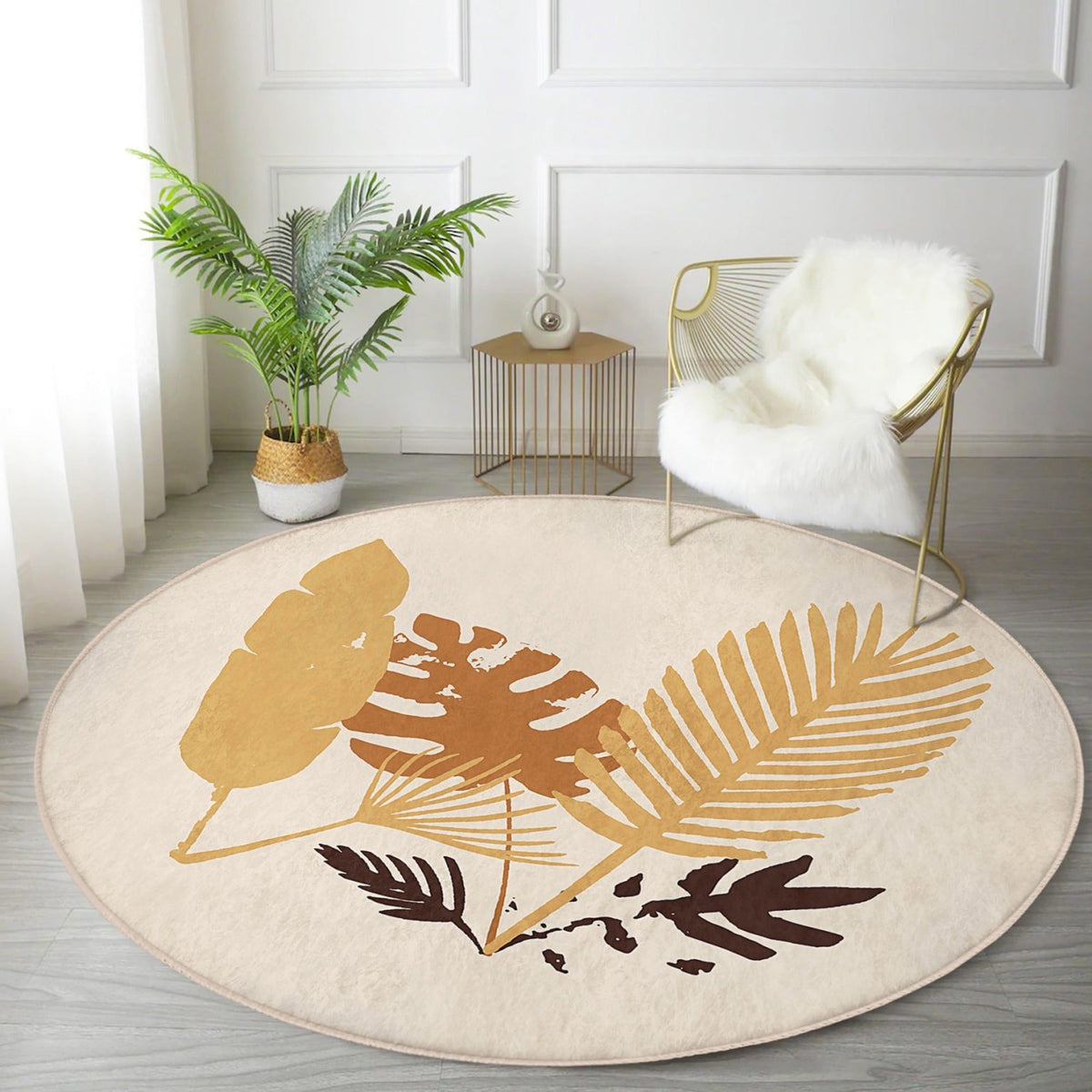 Abstract Round Rug, Boho Non-Slip