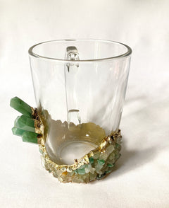 Crystal Glass Mugs with Gold Rim, Set of 2