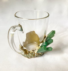 Crystal Glass Mugs with Gold Rim, Set of 2