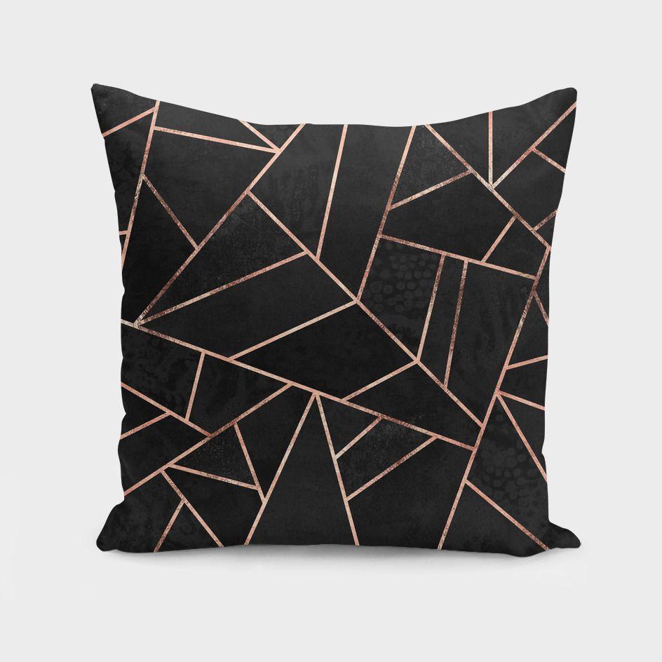Velvet Black & Rose Gold Cushion
