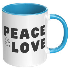Peace and Love Accent Mug, 11 oz
