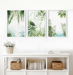 Tropical Greenery Wall Art, Set of 3