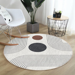 Abstract Round Rug, Minimalist Non-Slip Circle Area Rug