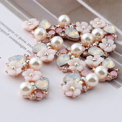 Flatback Rhinestone Flower Buttons, Set of 10