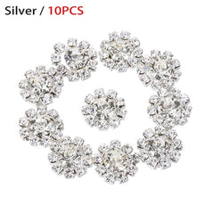 Rhinestone Snowflake Buttons, Set of 10