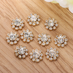 Rhinestone Snowflake Buttons, Set of 10