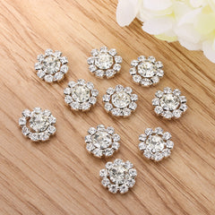 Rhinestone Snowflake Buttons, Set of 10
