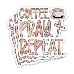 ZURRAM 3PCS Christian Faith 3" Sticker Vinyl Waterproof Jesus God Quotes Sticker Coffee Pray Repeat Religious Sticker Decal for Laptop Water Bottle Mug 3 Inches