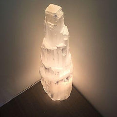 Selenite Crystal Skyscraper Lamp