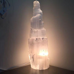 Selenite Crystal Skyscraper Lamp