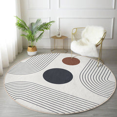 Abstract Round Rug, Minimalist Non-Slip Circle Area Rug