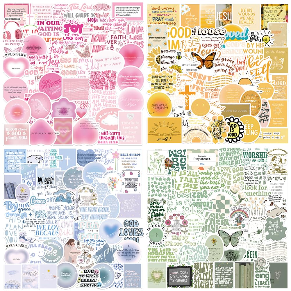 200PCS Bible Stickers Inspirational Christian Stickers Bible Verse Stickers Aesthetic Jesus Faith Stickers for Water Bottles Religious Christian Gifts for Kids Men and Women