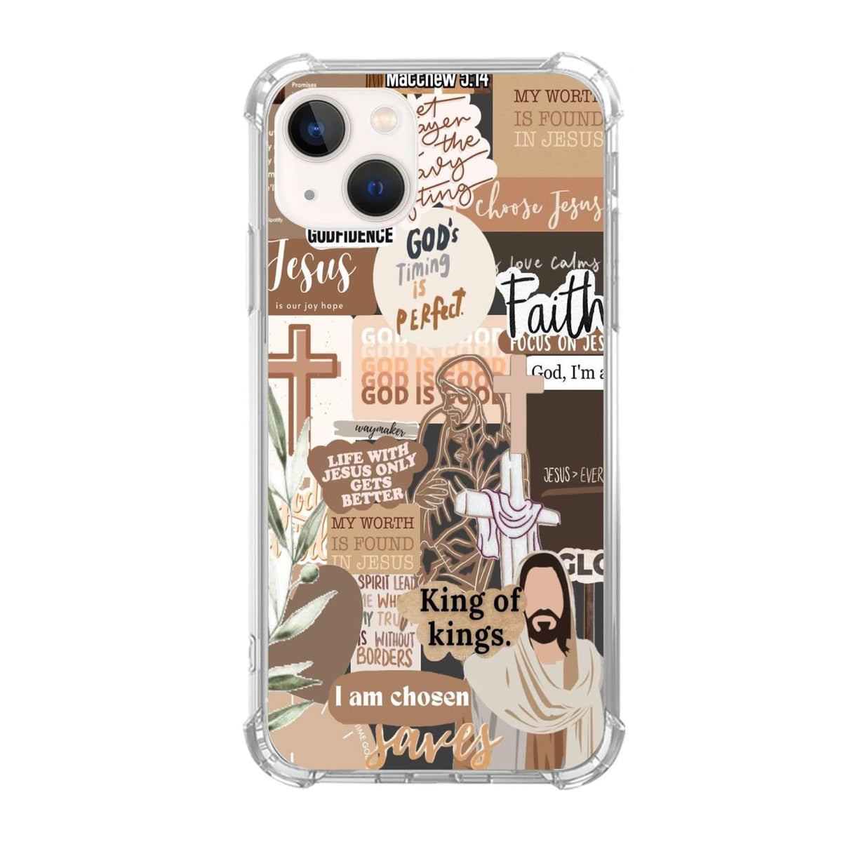 God Jesus Faith Collage Phone Case Compatible with iPhone 15 Plus，Brown Jesus Vibes Collage Cool Teen Woman Girl Boy Case for iPhone 15 PlusShockproof TPU Bumper Protective Case