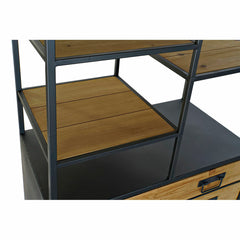 Fir & Black Metal 6-Tier Shelving Unit