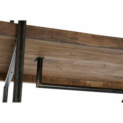 Mango Wood & Black Metal Wardrobe, 130 × 47 × 205 cm