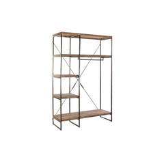 Mango Wood & Black Metal Wardrobe, 130 × 47 × 205 cm