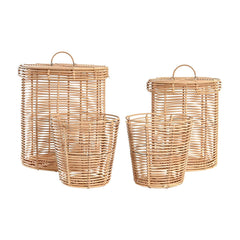 Boho Metal & Polypropylene Basket Set, 42 × 42 × 48 cm
