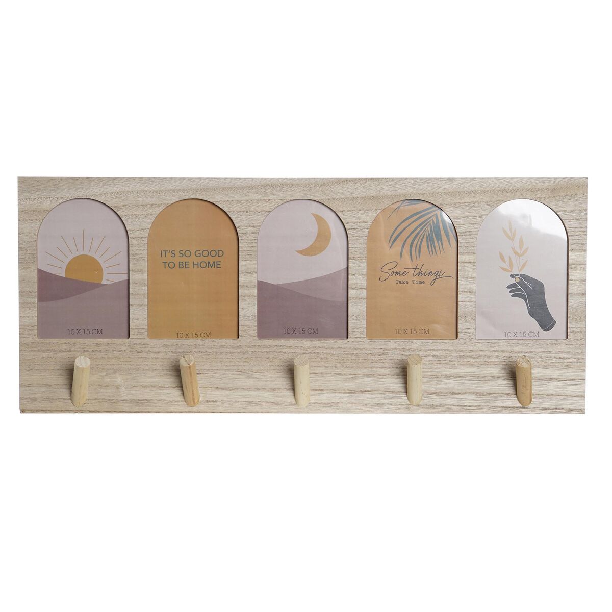 Natural Multicolour MDF Coat Rack, 56 × 5 × 23.5 cm