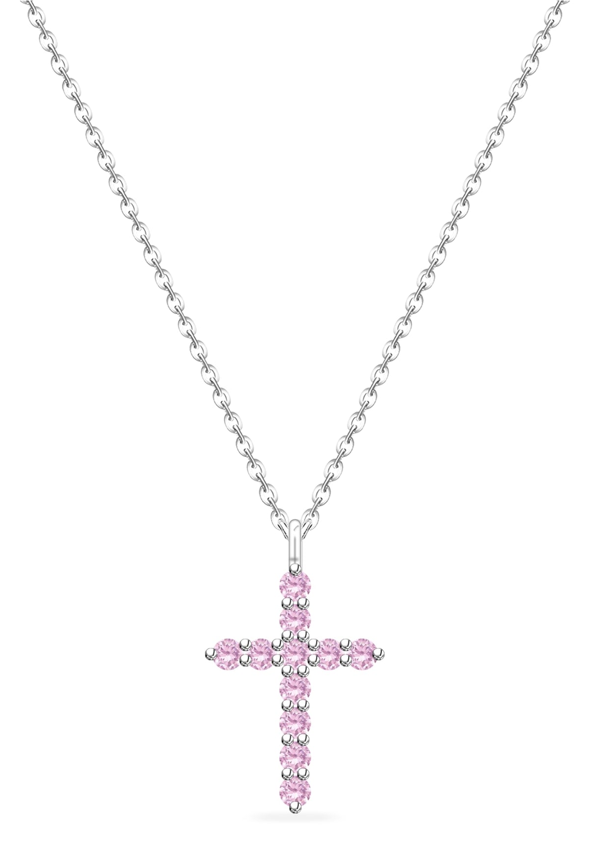 LMXXVJ Cross Faith Necklace for WomenPink Cubic Zirconia Cross Pendant Small Layered Necklace JewelryBirthday Anniversary Festival Prom Fashion GiftSilver-Tone