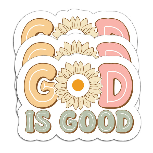 (3Pcs) God is Good Sticker Quote Bible Decals Jesus Christian Faith Sticker Decorate Books Laptops Water Bottles Tumbler Waterproof Vinyl Gifts for God Lovers Jesus Lovers Prayers 3" x 2.1" Inches