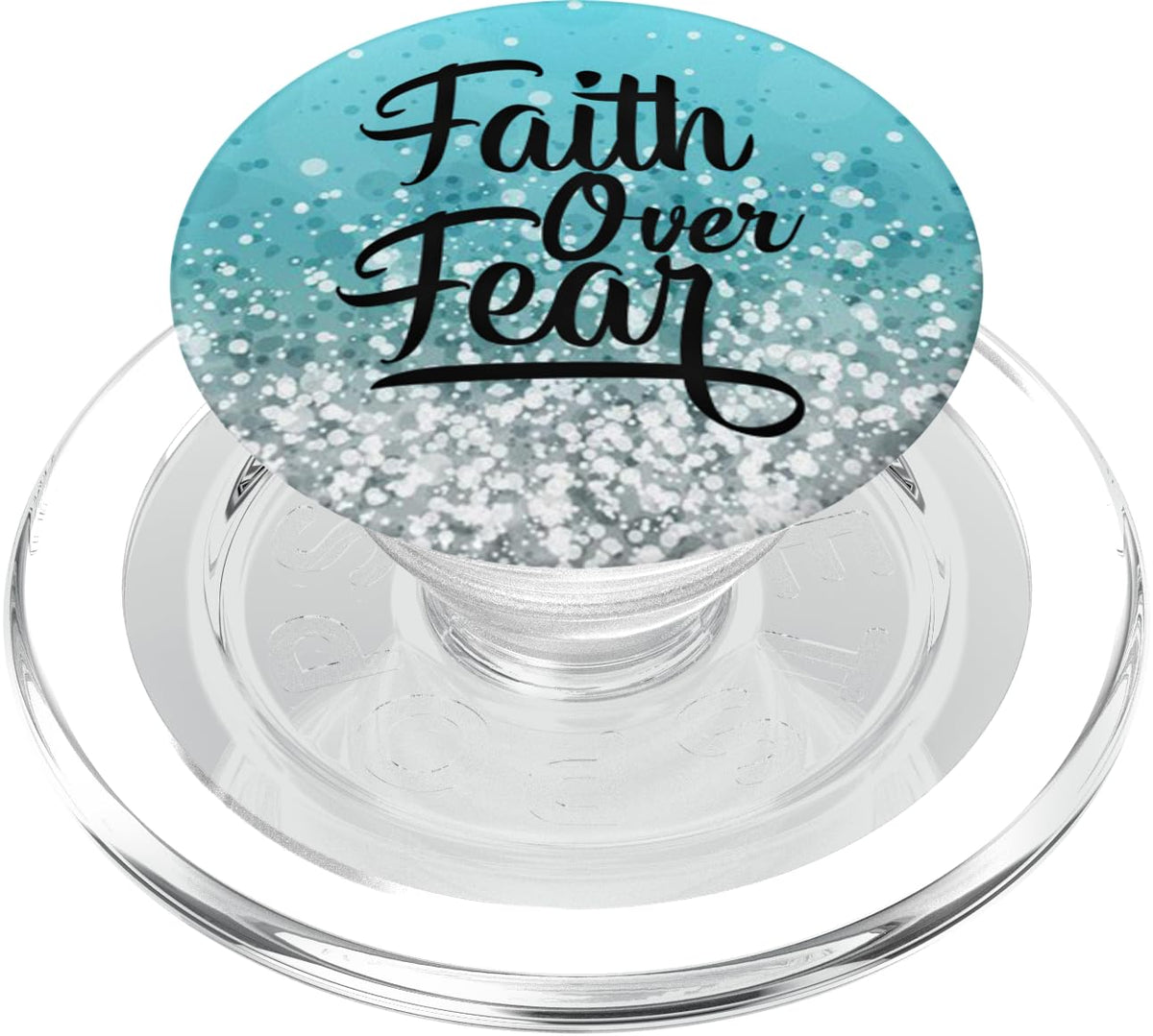 Black Faith Over Fear On a White ight Blue PopSockets MagSafe PopGrip for iPhone