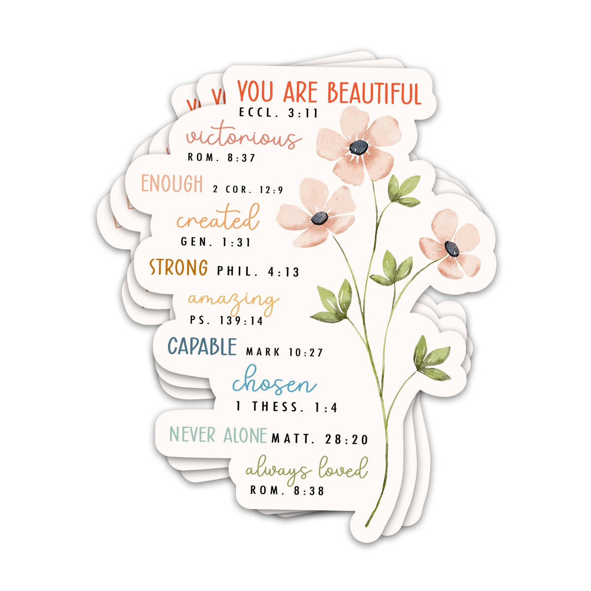 (3PCs) You are Flower Enough Beautiful Chosen Bible Verse Sticker Christian Faith Sticker Religious Scripture Quotes Vinyl Waterproof Stickers for Laptop Water Bottle Notebook Journal (3 Inches)