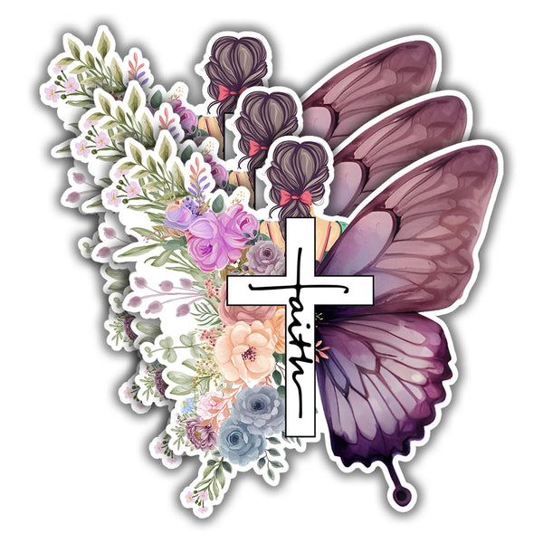 (3 pcs) Christian Faith Sticker Jesus Vinyl Decal Stickers for Books Laptops Phonecase Water Bottles Kindles Car Hard Hat - Size 2.9 x 3