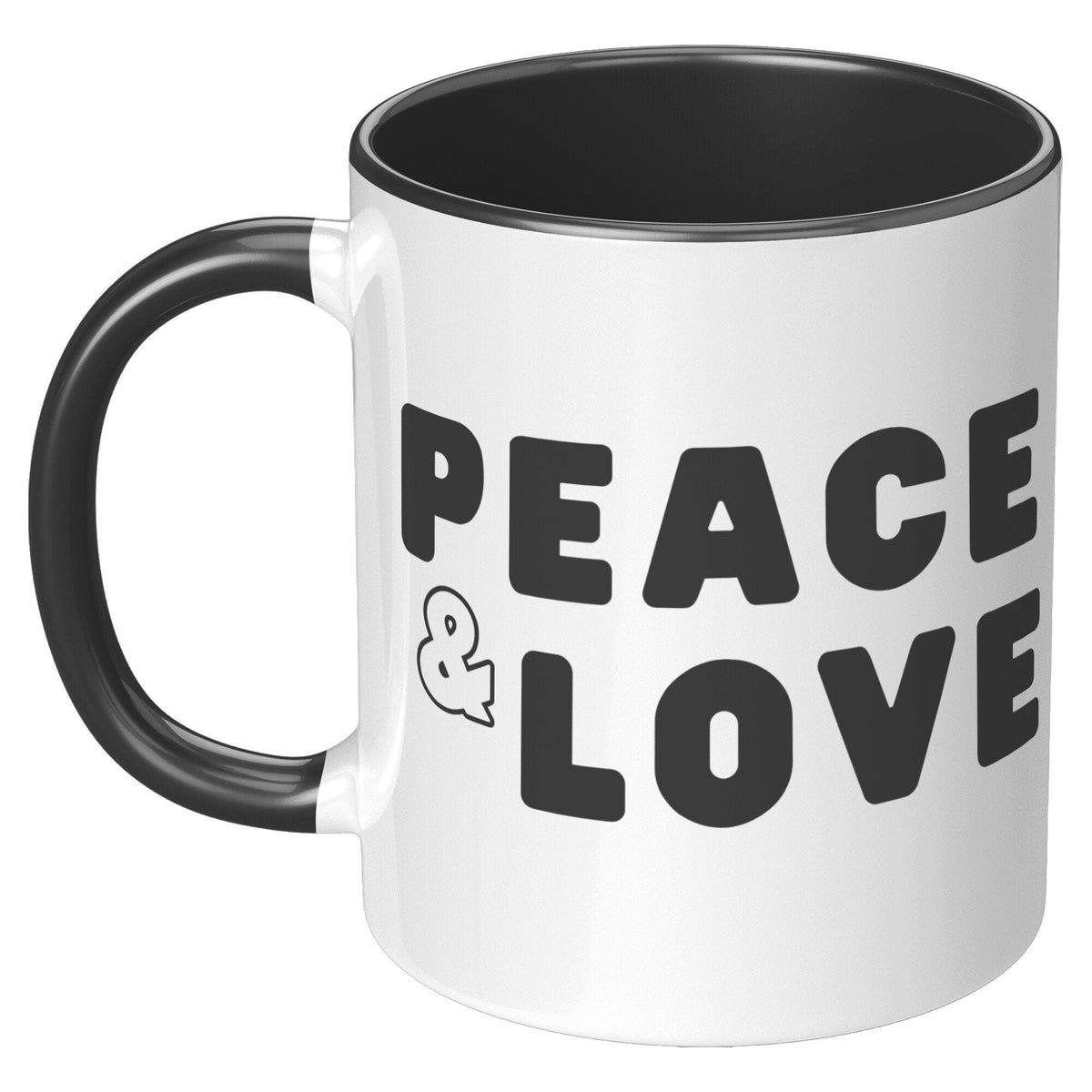 Peace and Love Accent Mug, 11 oz