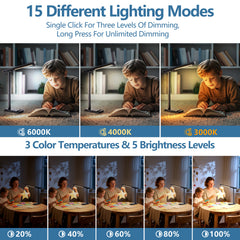 LED Desk Lamp - 360° Adjustable with USB Charging & Touch Control