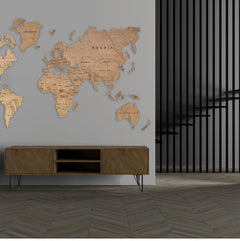 Wooden World Map Wall Art, Rustic