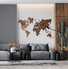 Wooden World Map Wall Art, Large