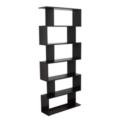 Wooden S-Shape Bookcase, 6 Shelves
