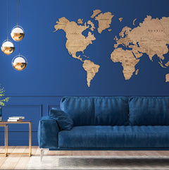 Wooden World Map Wall Art, Rustic