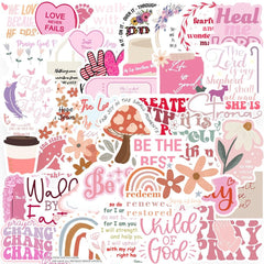100PCS Bible Verse StickersCute Pink Christian Inspirational Aesthetic DecalsVinyl Waterproof Religious Faith Stickersfor Water Bottles Laptop Journaling Phone Guitar Scrapbooking