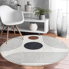 Abstract Round Rug, Minimalist Non-Slip Circle Area Rug