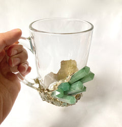 Crystal Glass Mugs with Gold Rim, Set of 2
