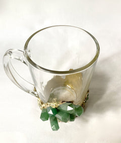 Crystal Glass Mugs with Gold Rim, Set of 2